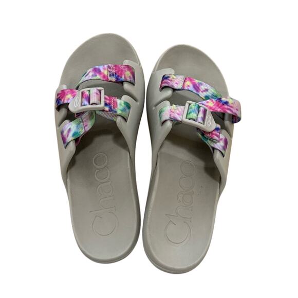 Chaco Chillos Slide Big Kid Tie Dye Sandals Slip-On Junior Girls Size 5 - Picture 3 of 8